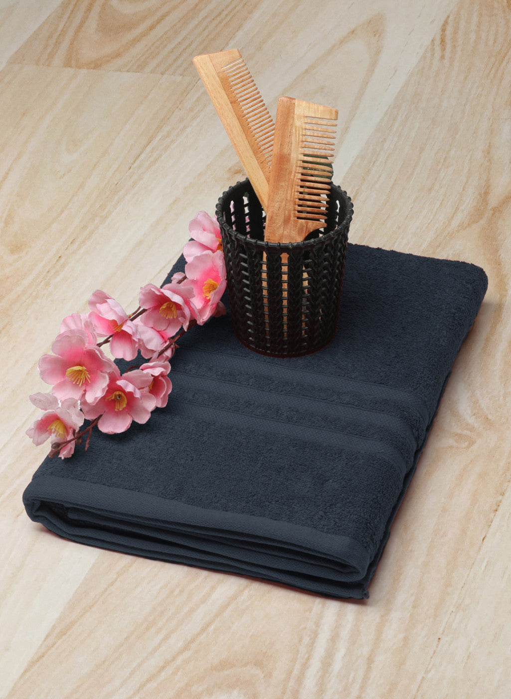 Navy Blue Cotton 525 GSM Bath Towel