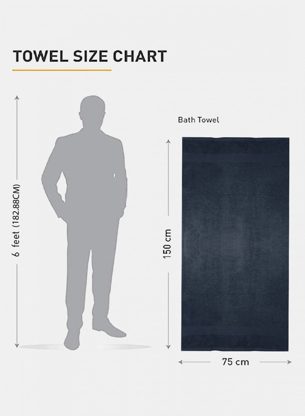Navy Blue Cotton 525 GSM Bath Towel