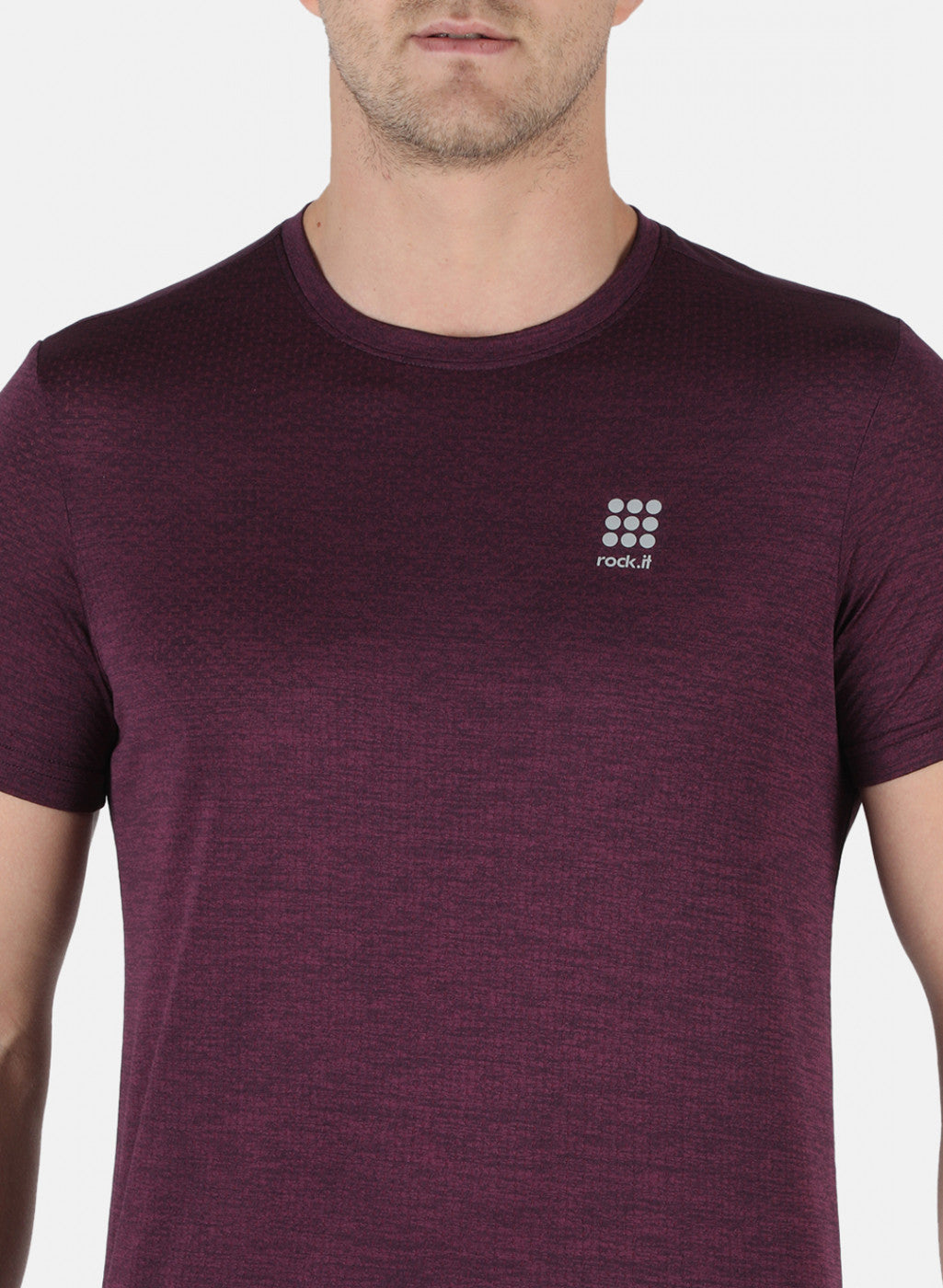 Rock.it Men Purple Self Design Round Neck T-Shirt
