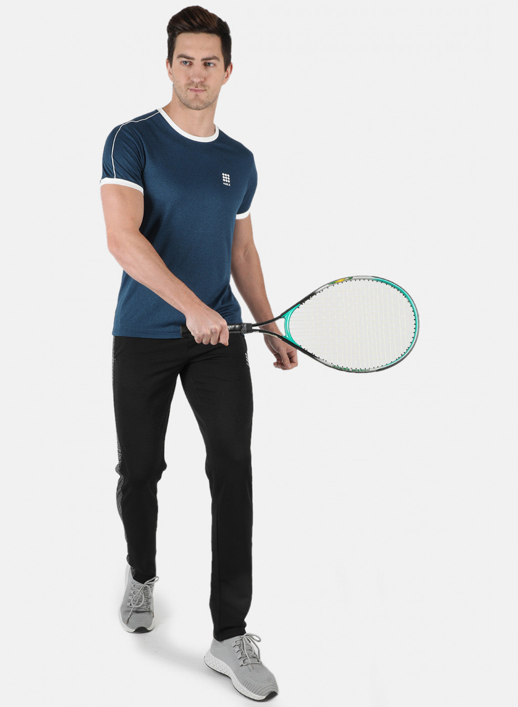 Rock.it Men Royal Blue Self Design Round Neck T-Shirt