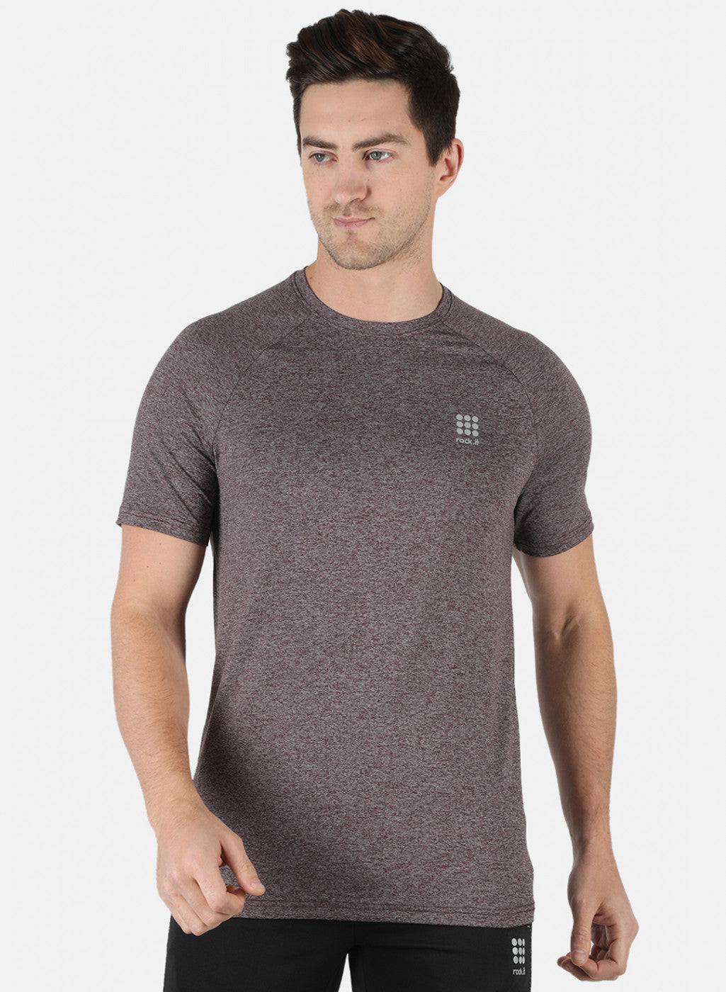 Rock.it Men Purple Self Design Round Neck T-Shirt