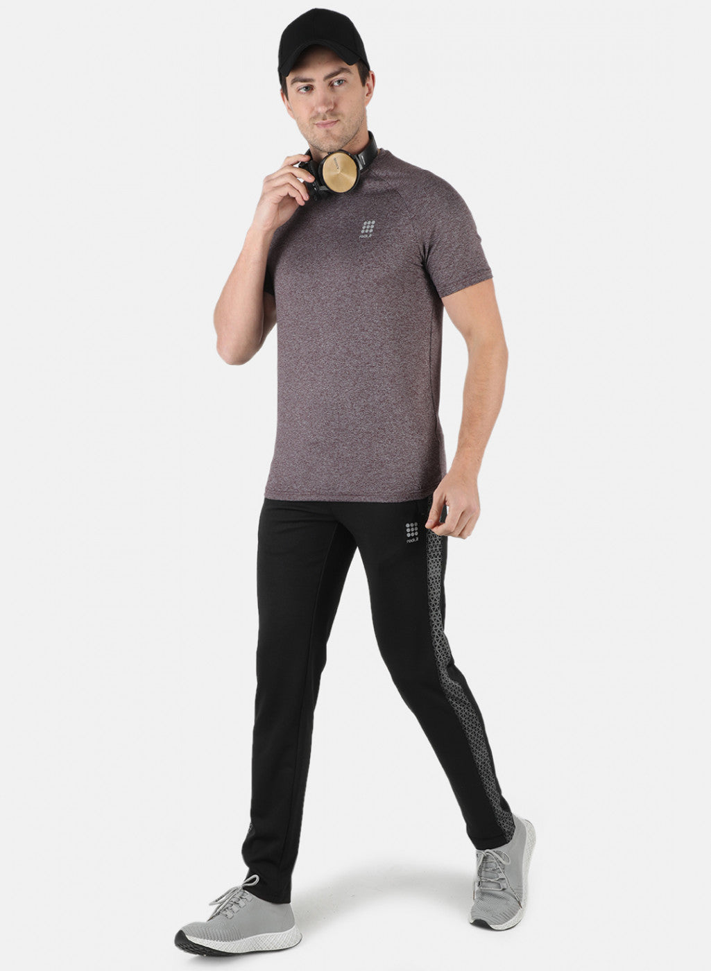 Rock.it Men Purple Self Design Round Neck T-Shirt