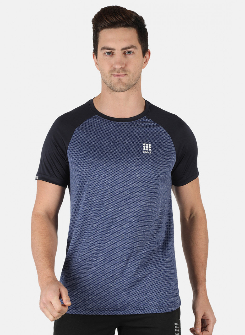 Rock.it Men Blue Self Design Round Neck T-Shirt