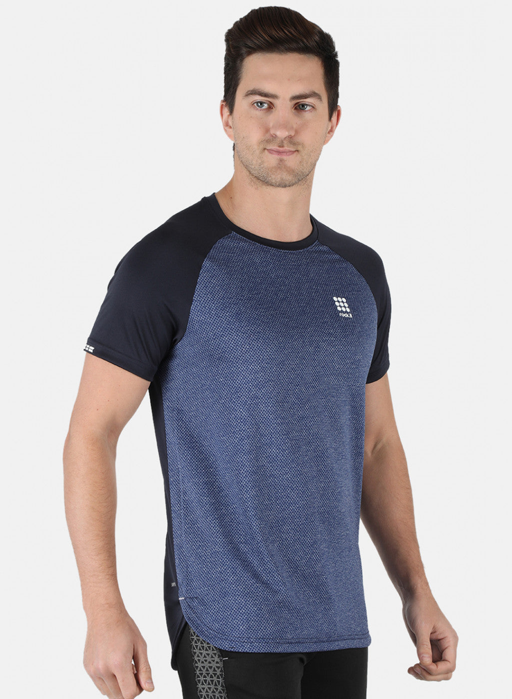 Rock.it Men Blue Self Design Round Neck T-Shirt