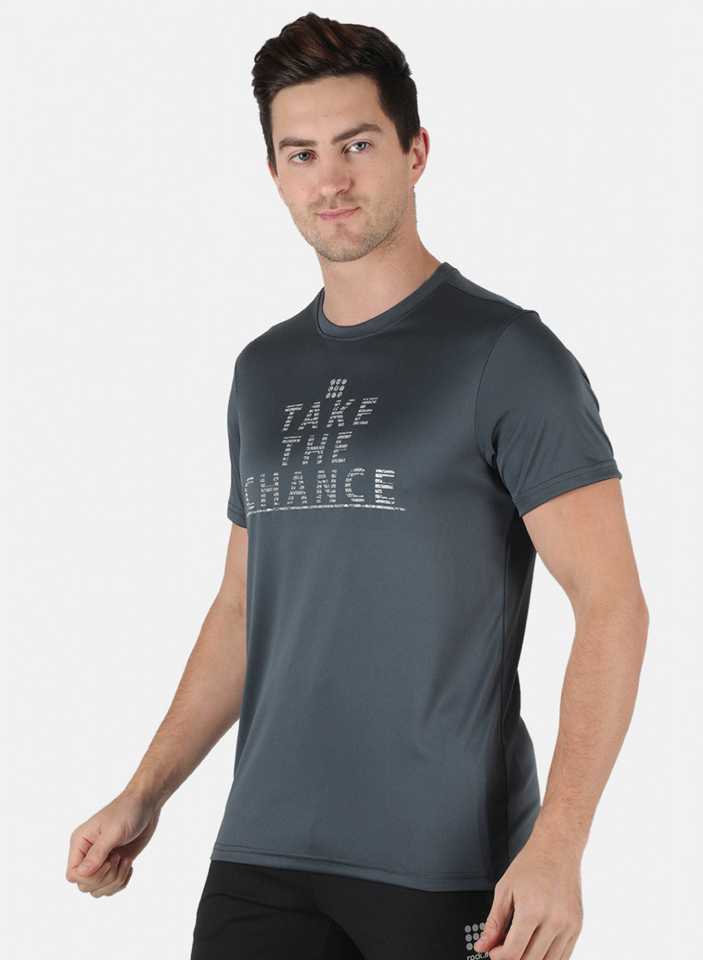 Rock.it Men Grey Printed Round Neck T-Shirt