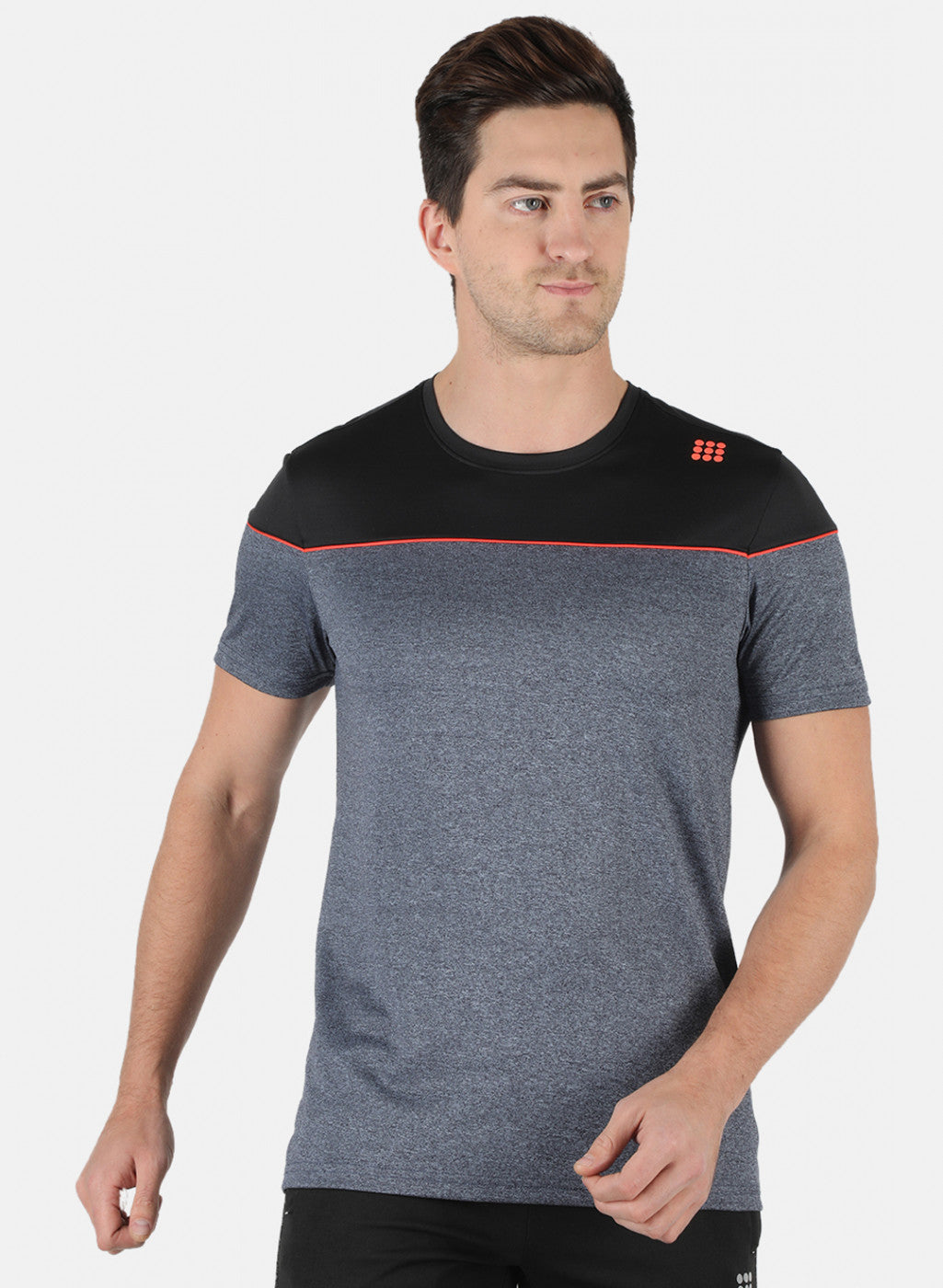Rock.it Men Grey Self Design Round Neck T-Shirt