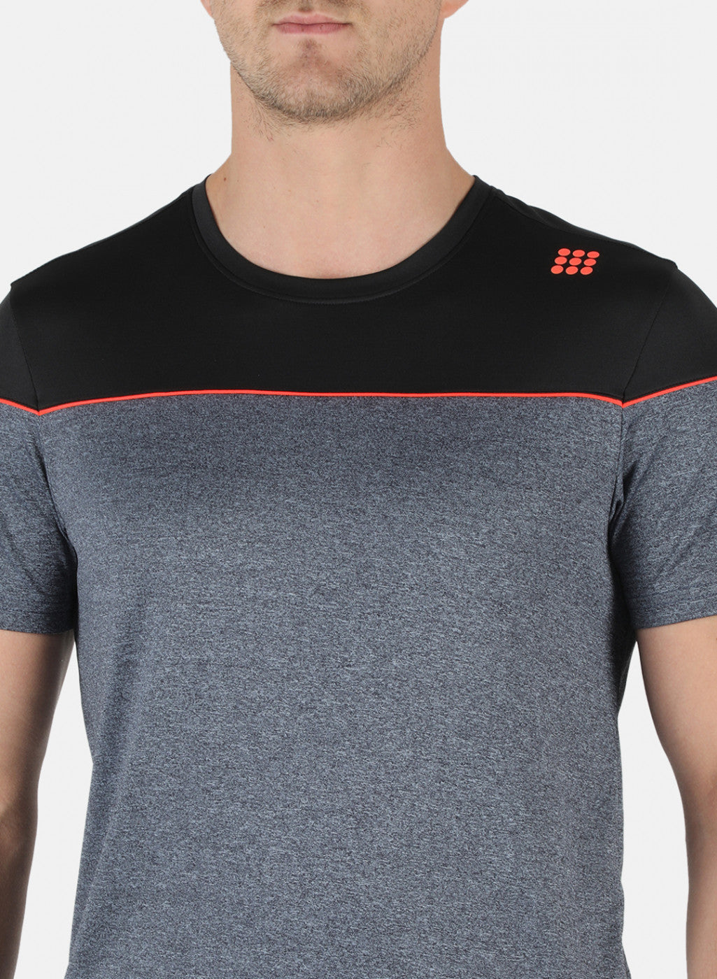 Rock.it Men Grey Self Design Round Neck T-Shirt