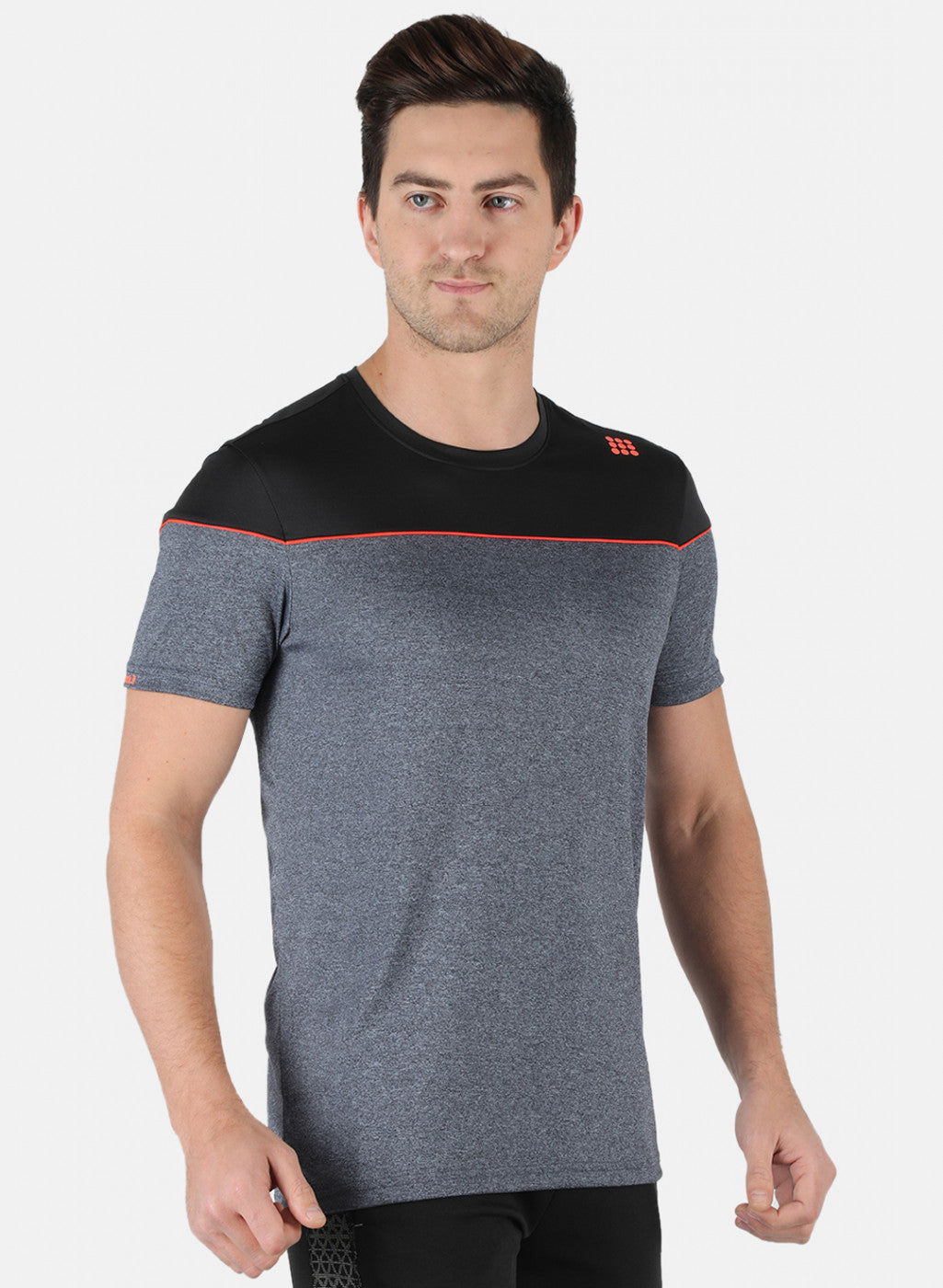 Rock.it Men Grey Self Design Round Neck T-Shirt