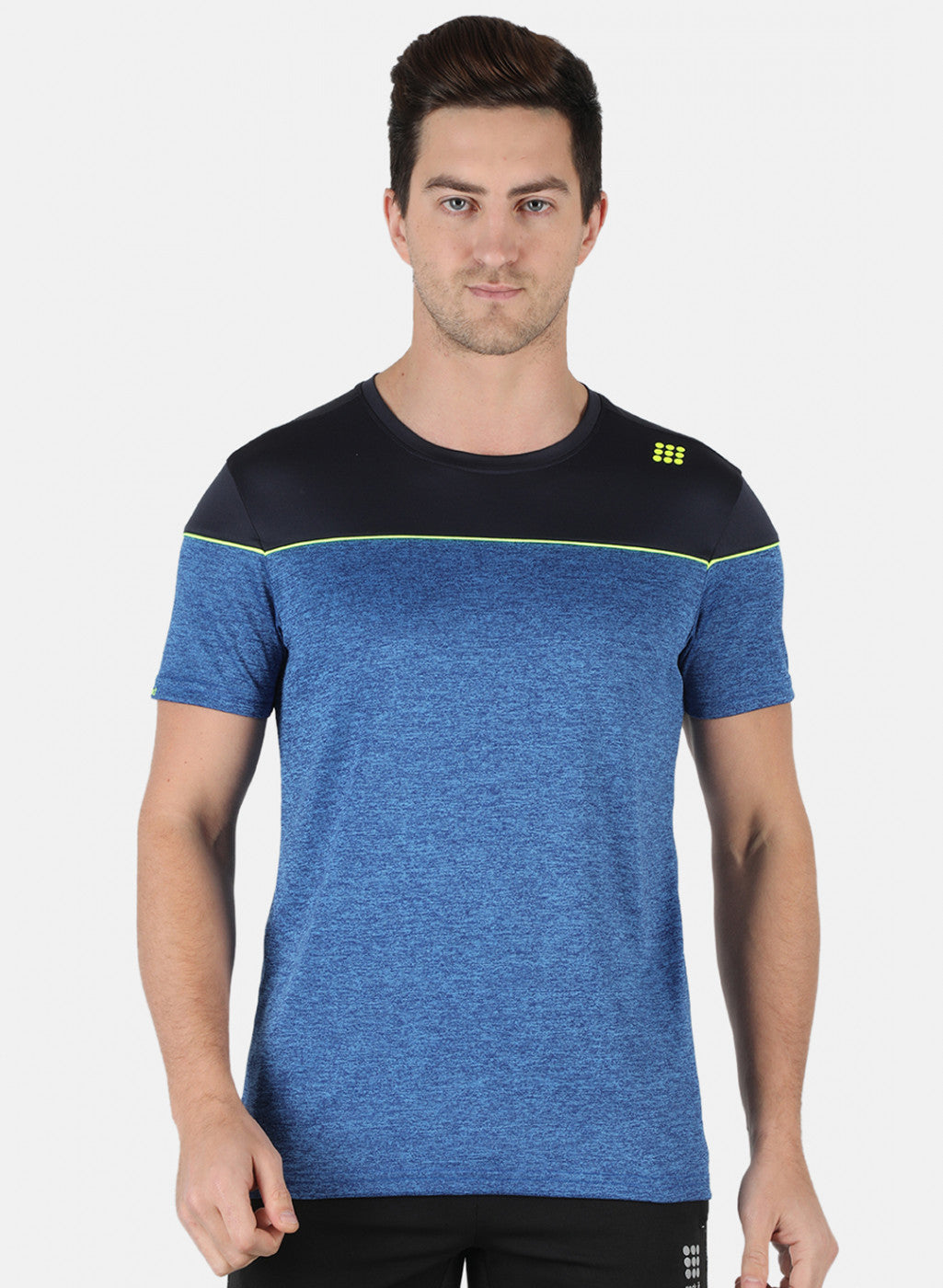 Rock.it Men Royal Blue Self Design Round Neck T-Shirt