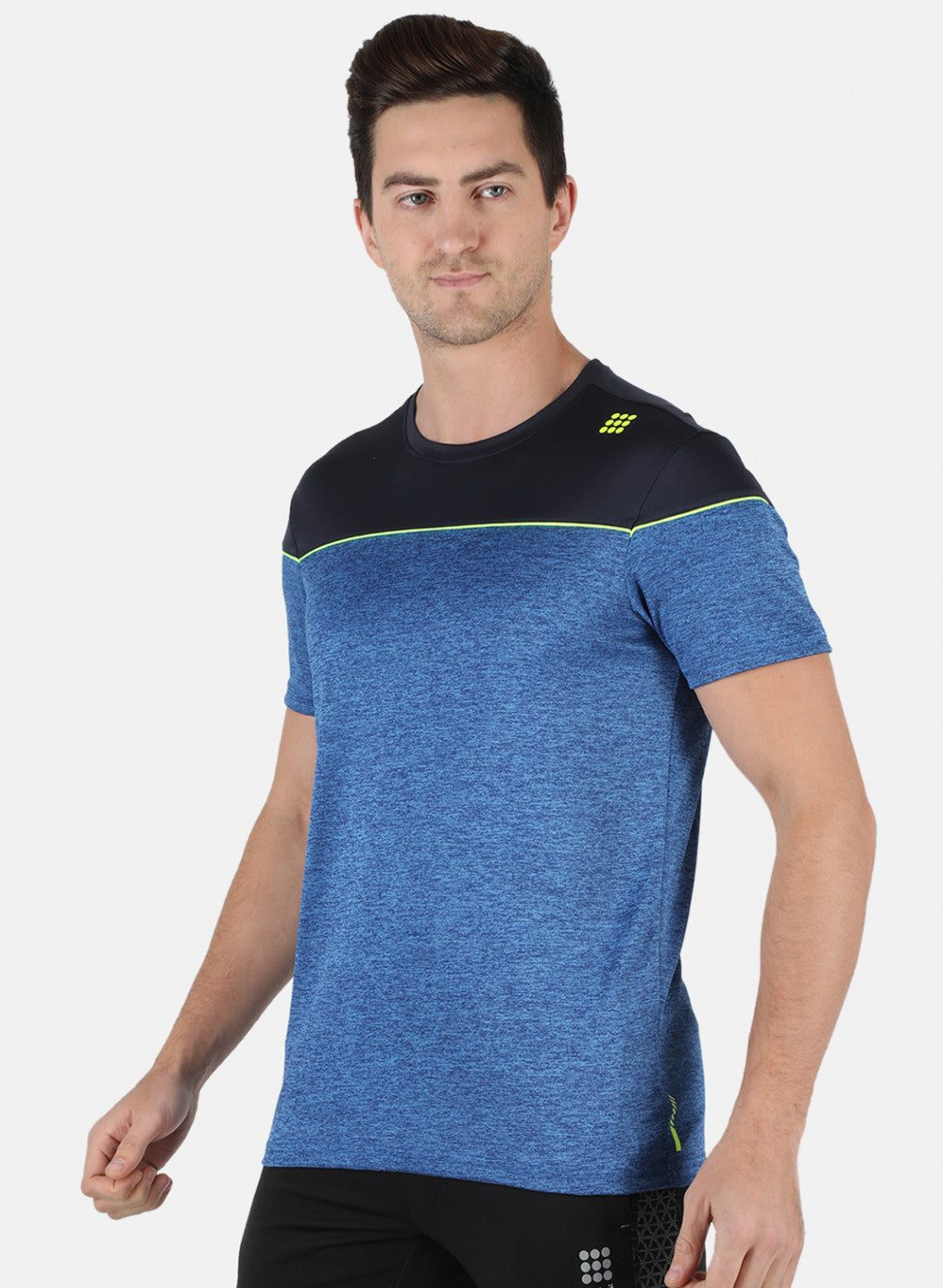 Rock.it Men Royal Blue Self Design Round Neck T-Shirt