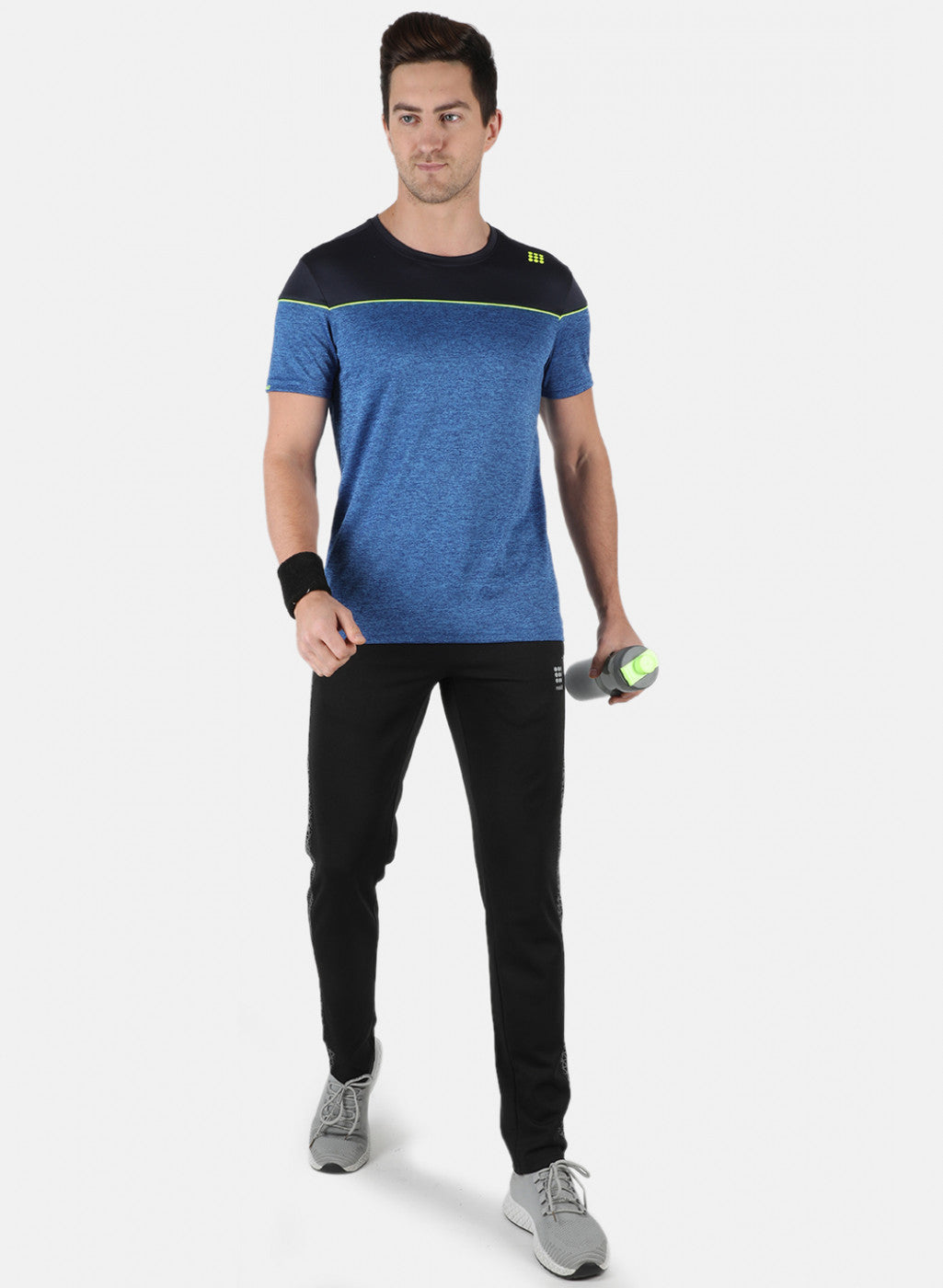 Rock.it Men Royal Blue Self Design Round Neck T-Shirt