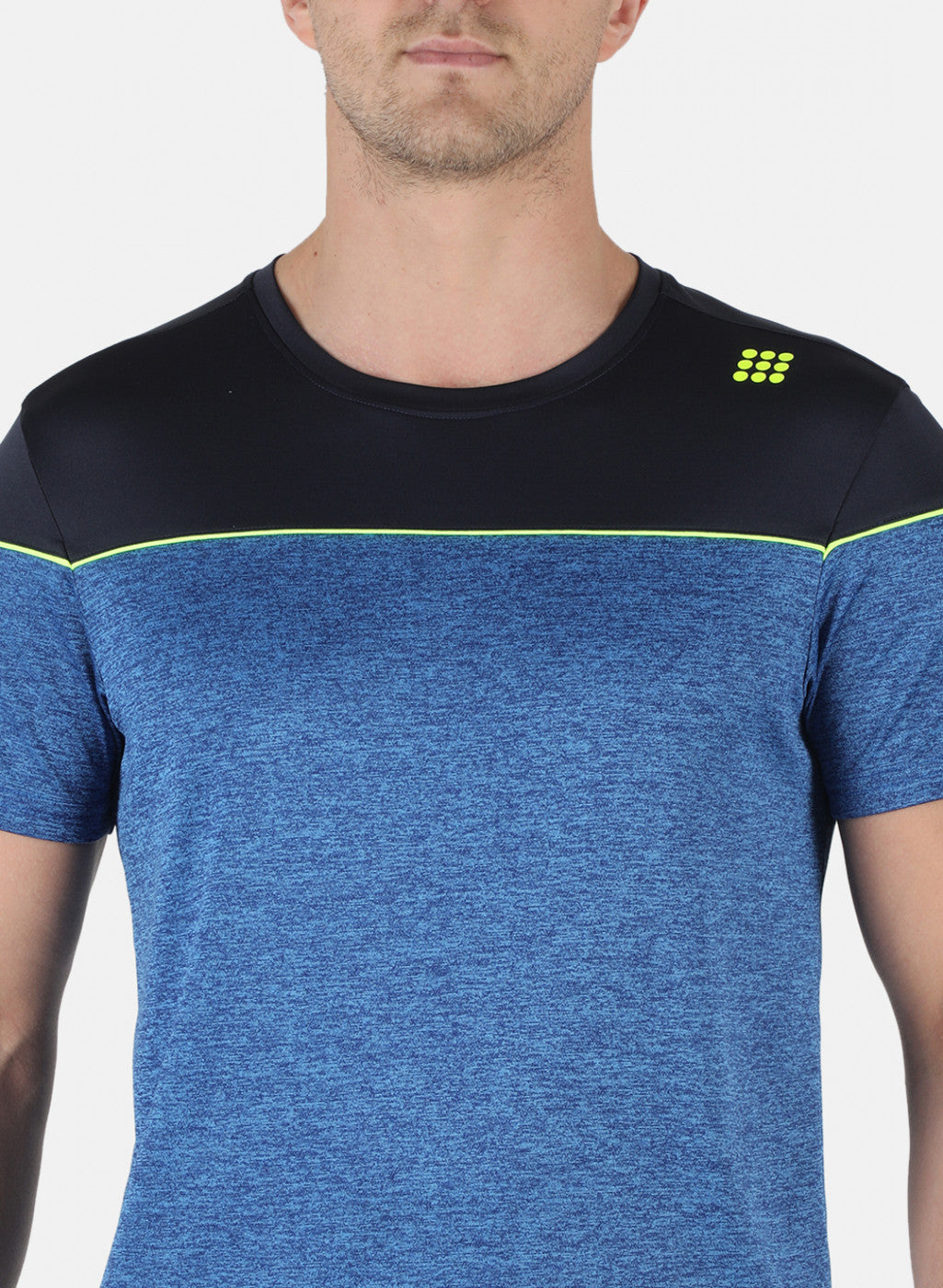 Rock.it Men Royal Blue Self Design Round Neck T-Shirt