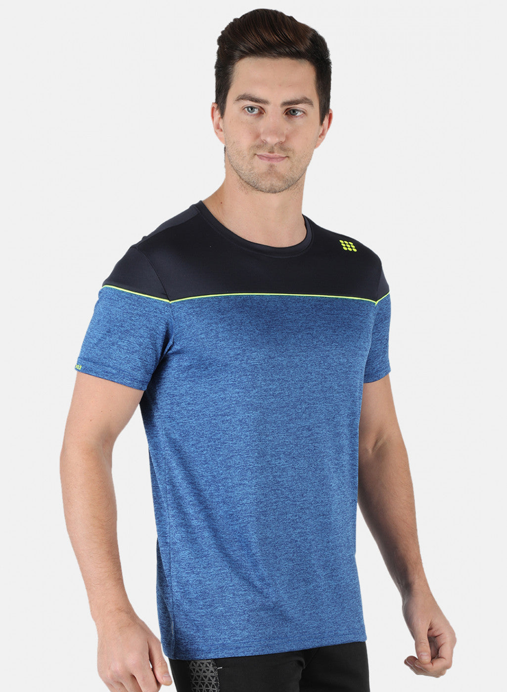 Rock.it Men Royal Blue Self Design Round Neck T-Shirt