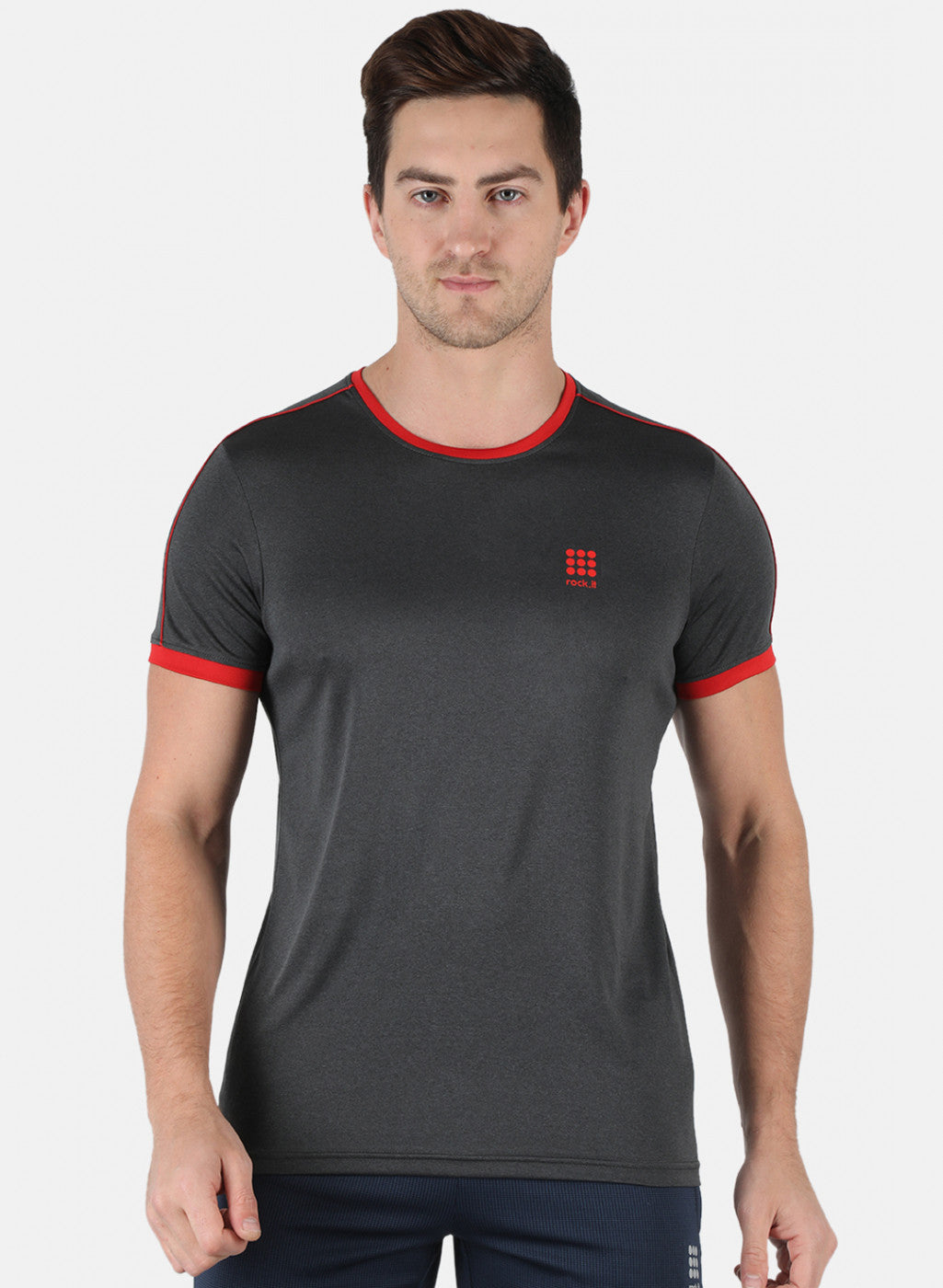 Buy Men Grey Self Design Round Neck T-Shirt Online in India - Rock.it