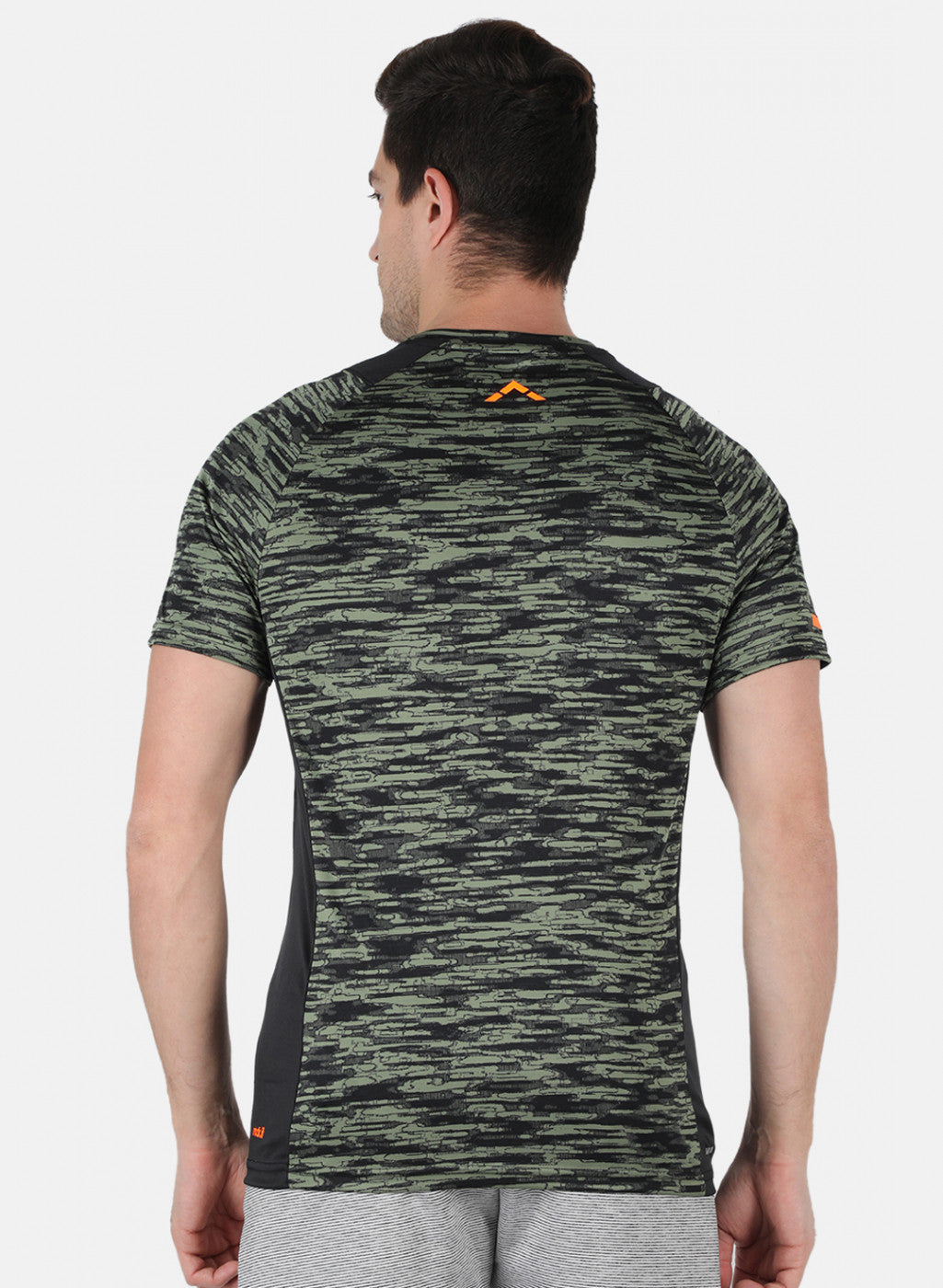 Rock.it Men Olive Self Design Round Neck T-Shirt