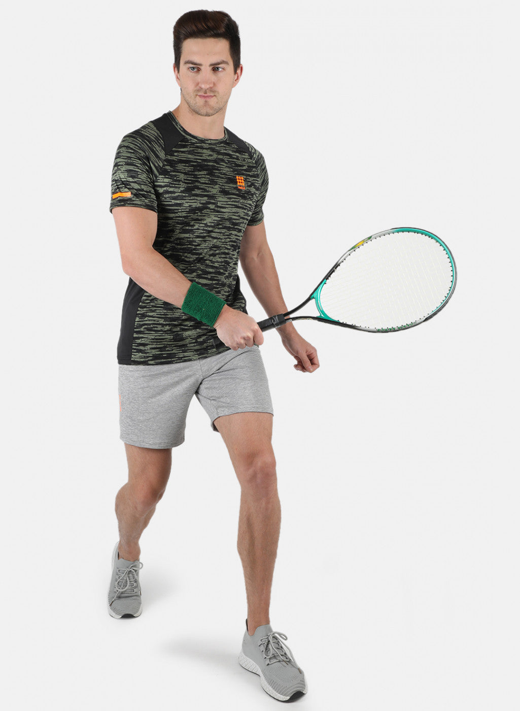 Rock.it Men Olive Self Design Round Neck T-Shirt