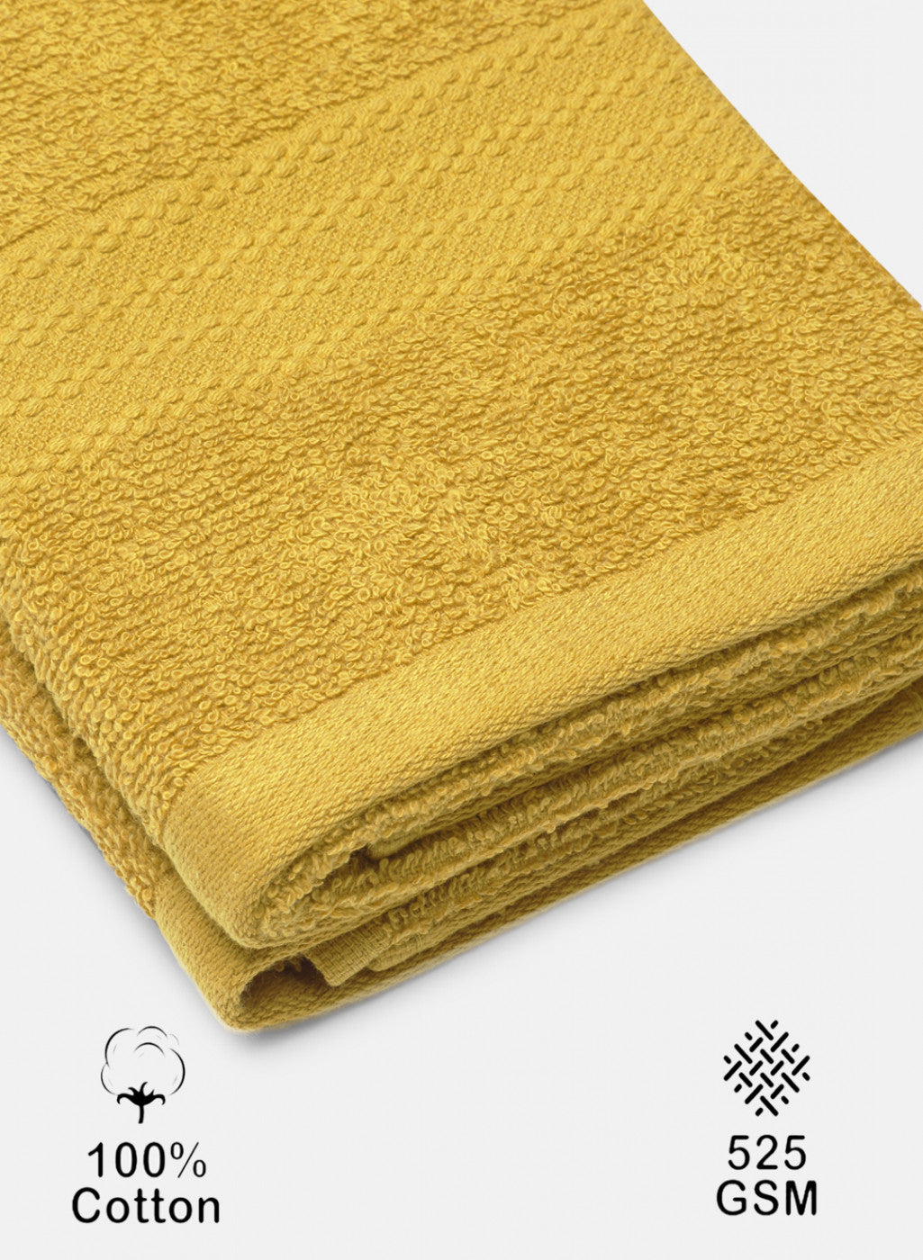 Yellow Cotton 400 GSM Hand Towels (Pack of 2)
