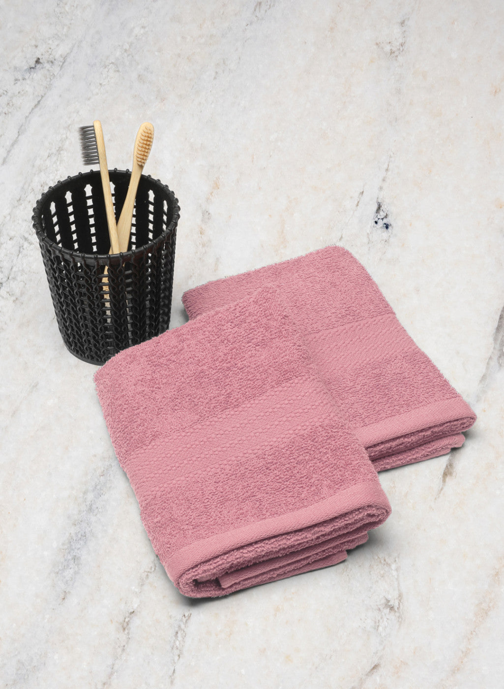 Pink Cotton 400 GSM Hand Towels (Pack of 2)