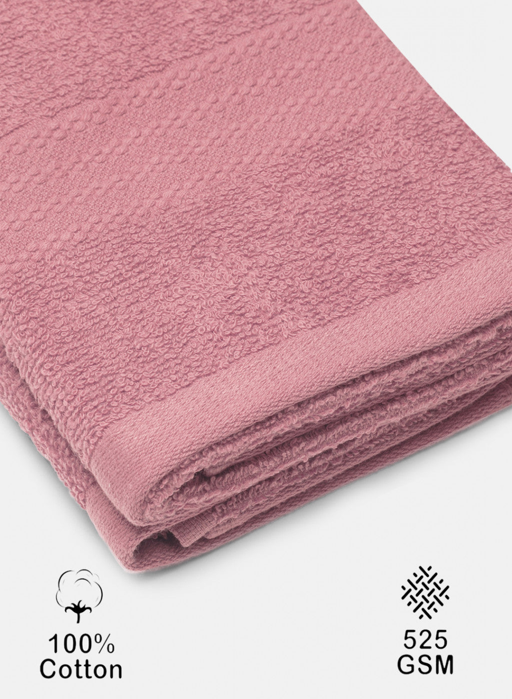 Pink Cotton 400 GSM Hand Towels (Pack of 2)