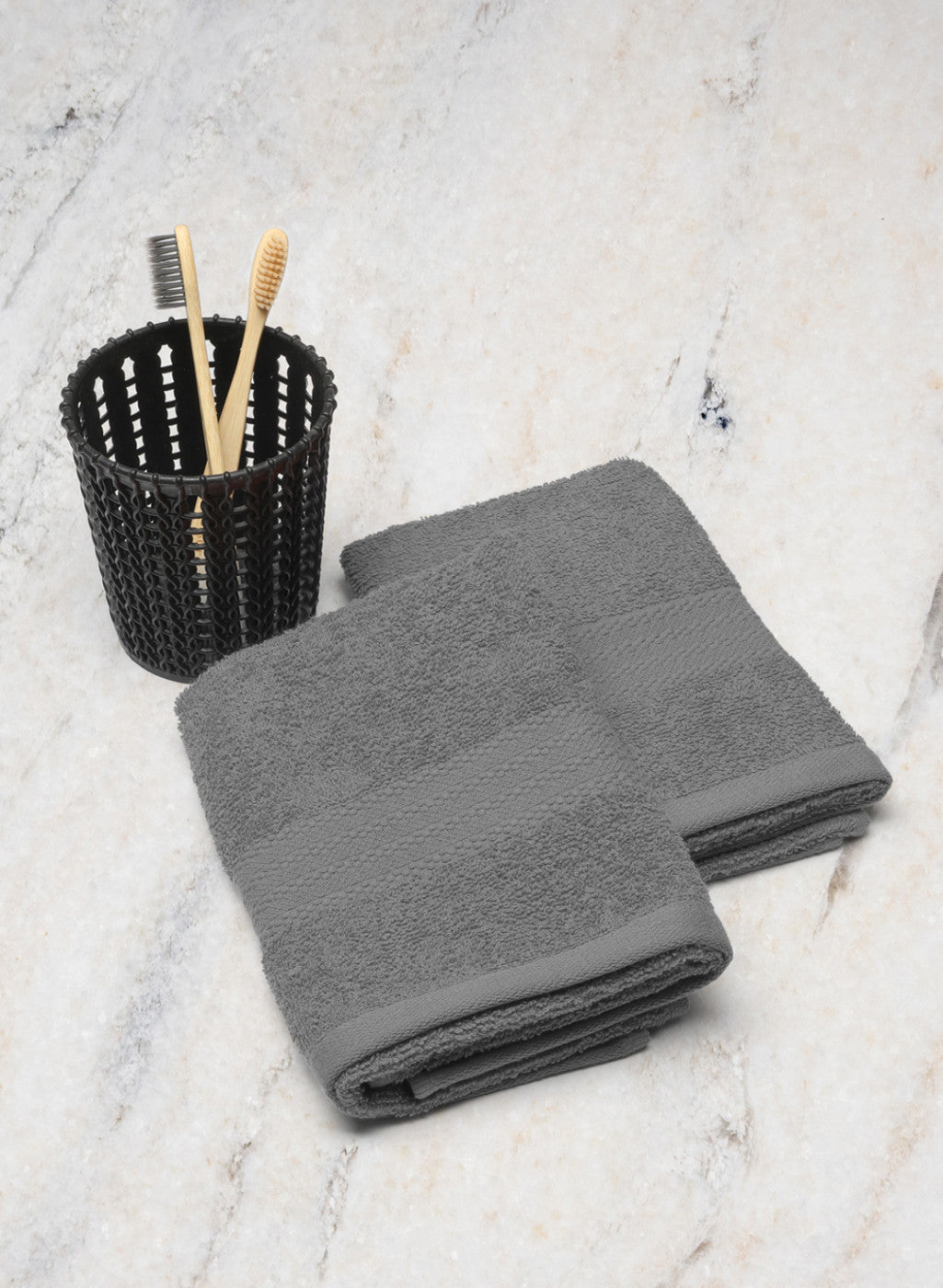 Grey Cotton 400 GSM Hand Towels (Pack of 2)