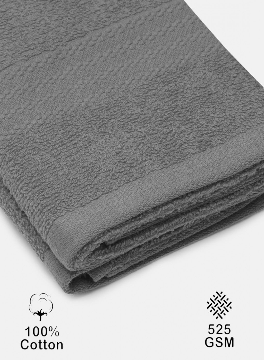 Grey Cotton 400 GSM Hand Towels (Pack of 2)
