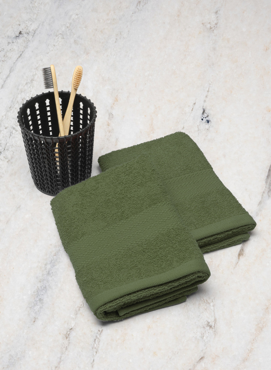 Olive Cotton 400 GSM Hand Towels (Pack of 2)