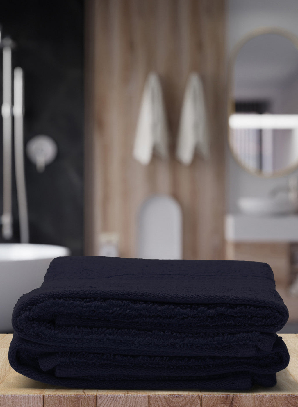 Navy Blue Cotton 400 GSM Hand Towels (Pack of 2)