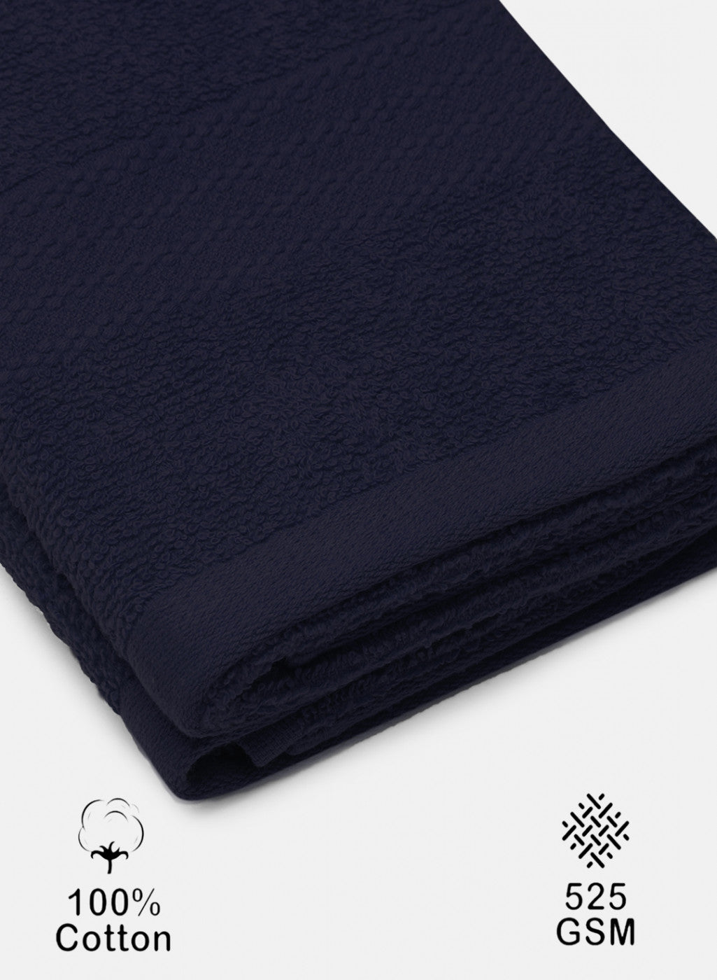 Navy Blue Cotton 400 GSM Hand Towels (Pack of 2)