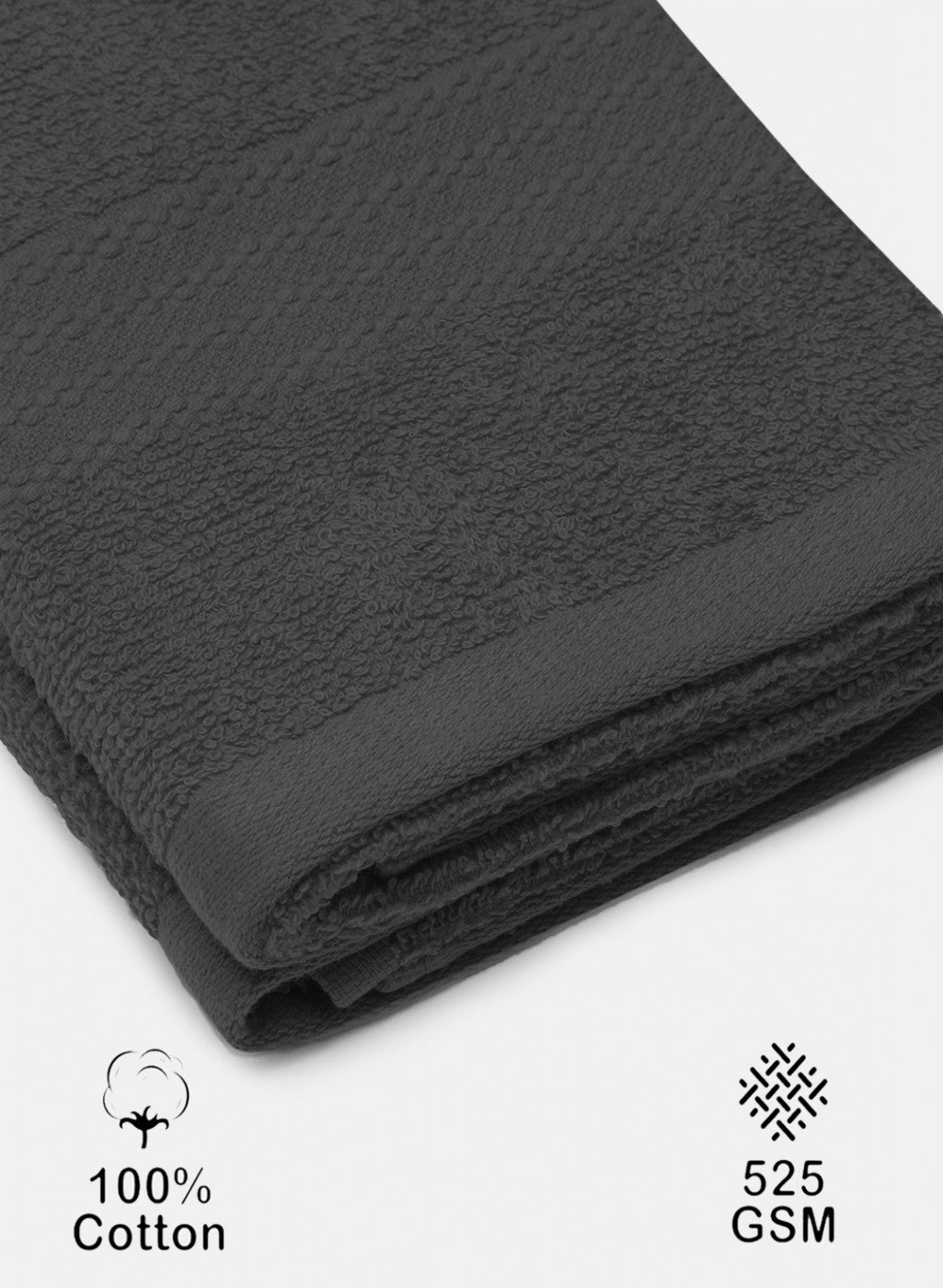 Grey Cotton 400 GSM Hand Towels (Pack of 2)