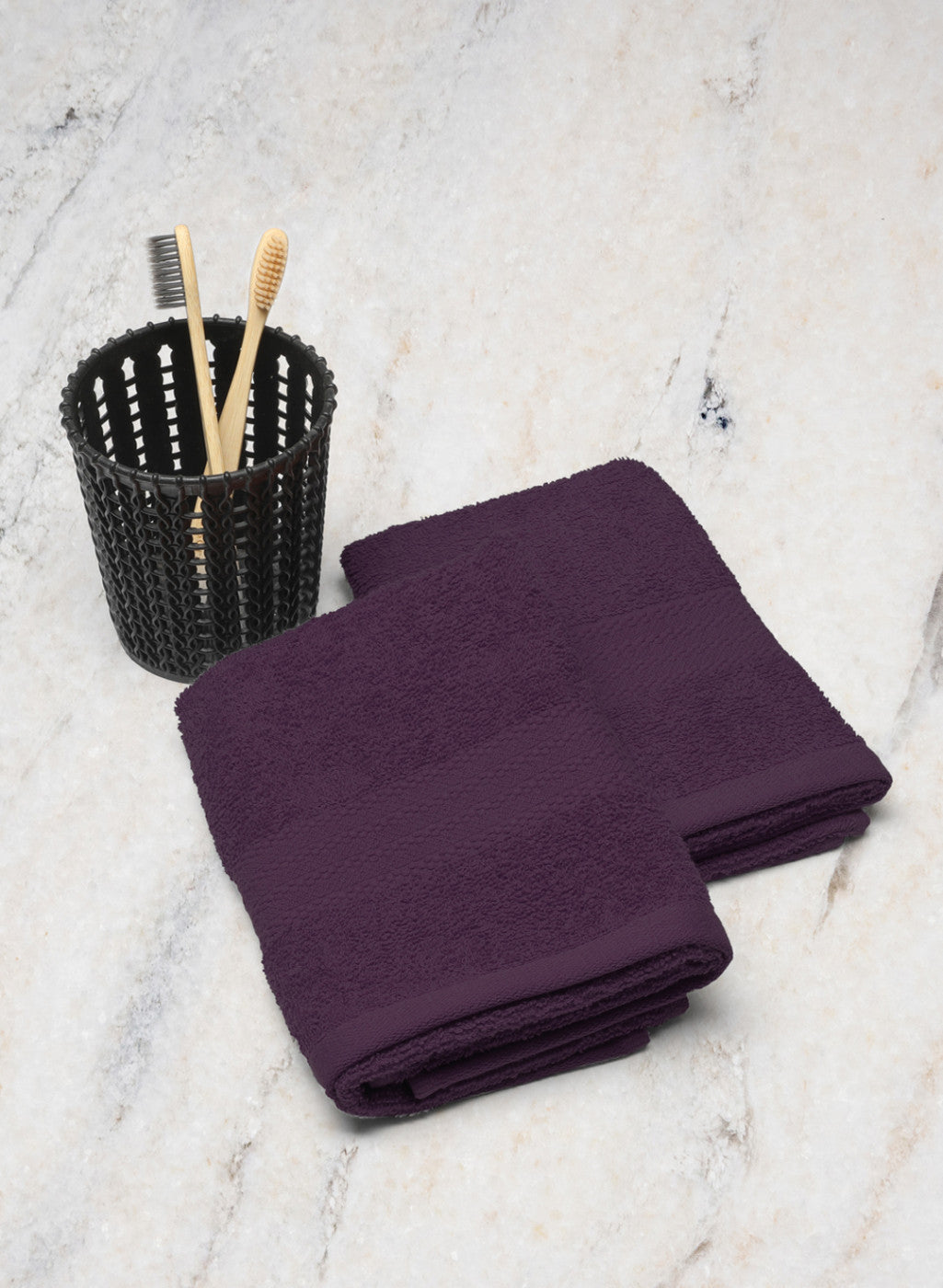 Purple Cotton 400 GSM Hand Towels (Pack of 2)