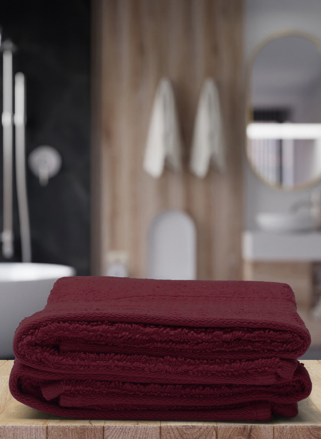 Maroon Cotton 400 GSM Hand Towels (Pack of 2)