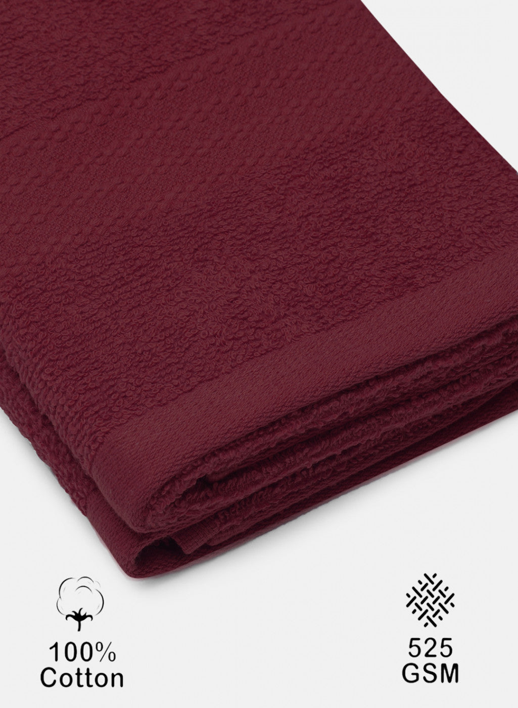Maroon Cotton 400 GSM Hand Towels (Pack of 2)