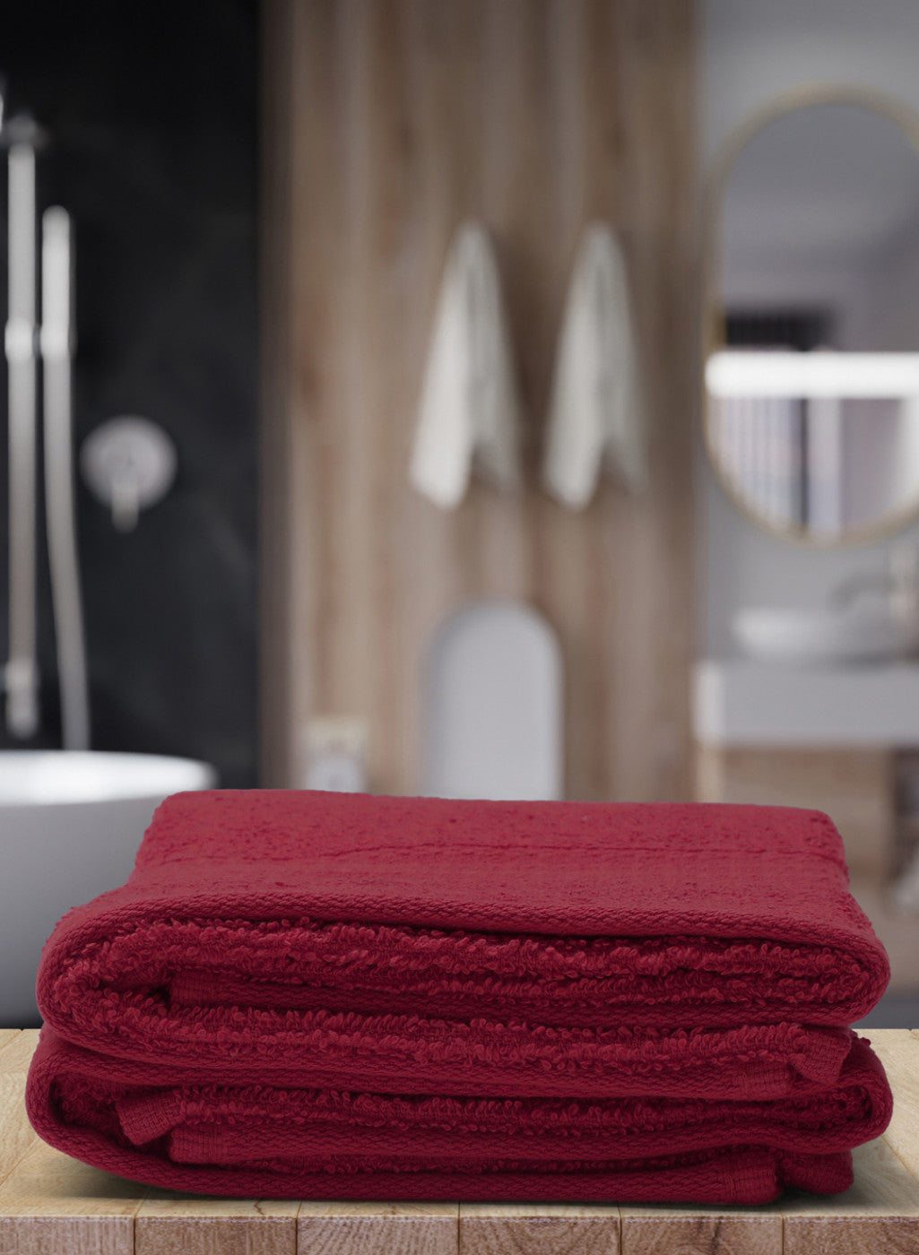 Red Cotton 400 GSM Hand Towels (Pack of 2)