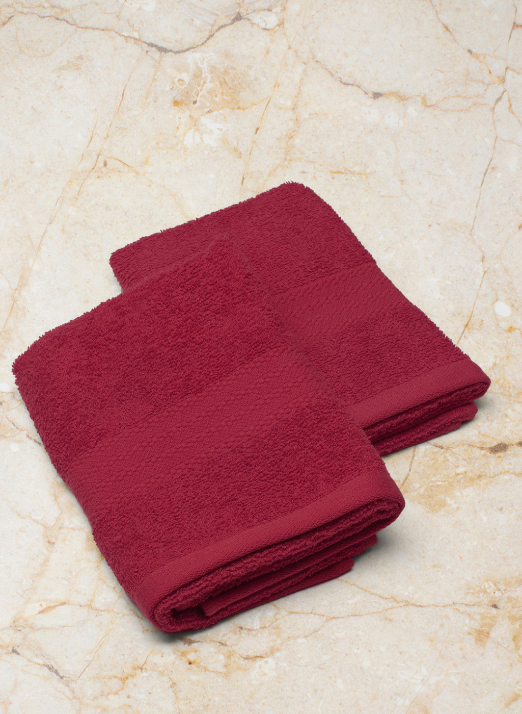 Red Cotton 400 GSM Hand Towels (Pack of 2)