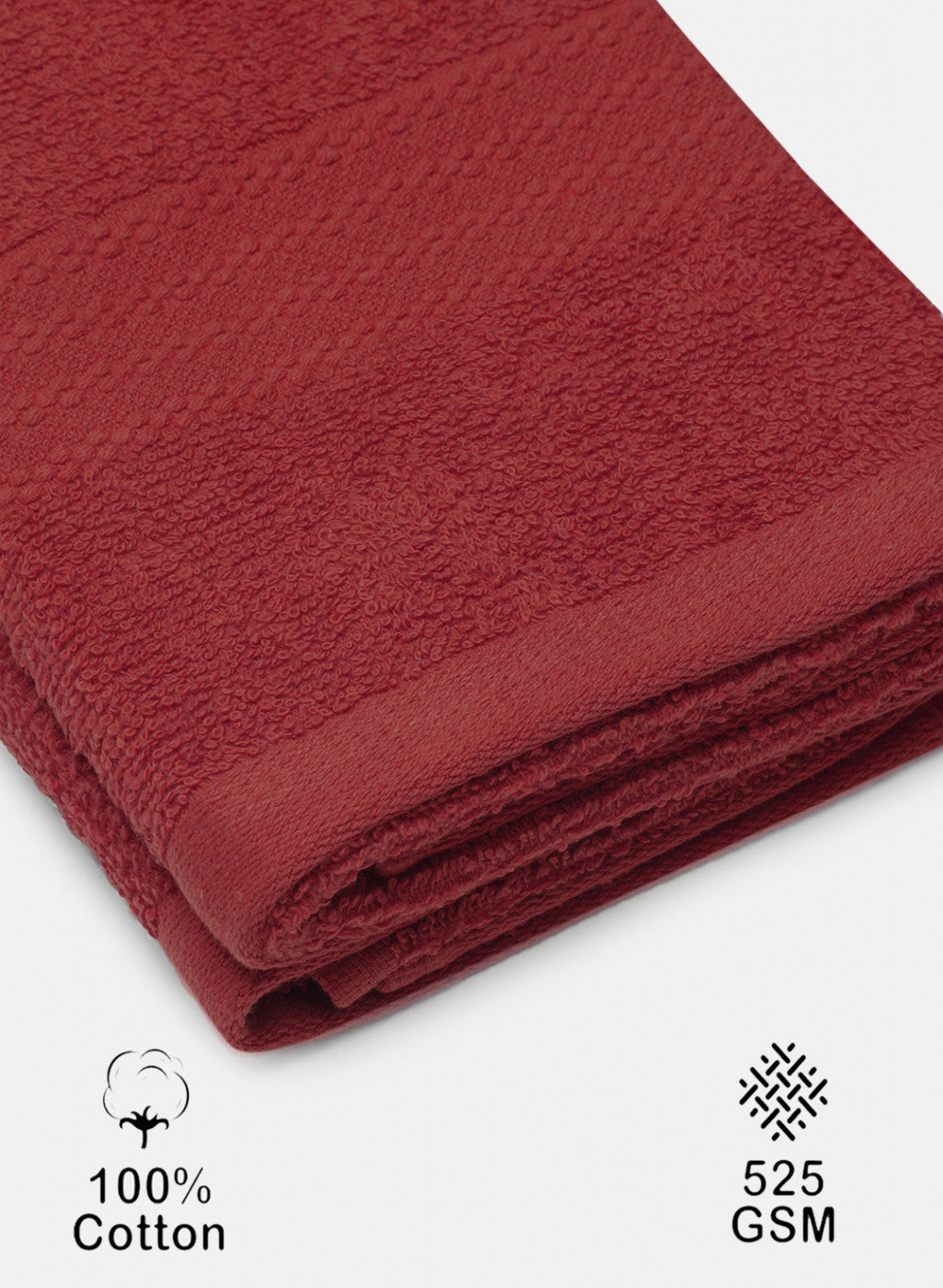 Maroon Cotton 400 GSM Hand Towels (Pack of 2)