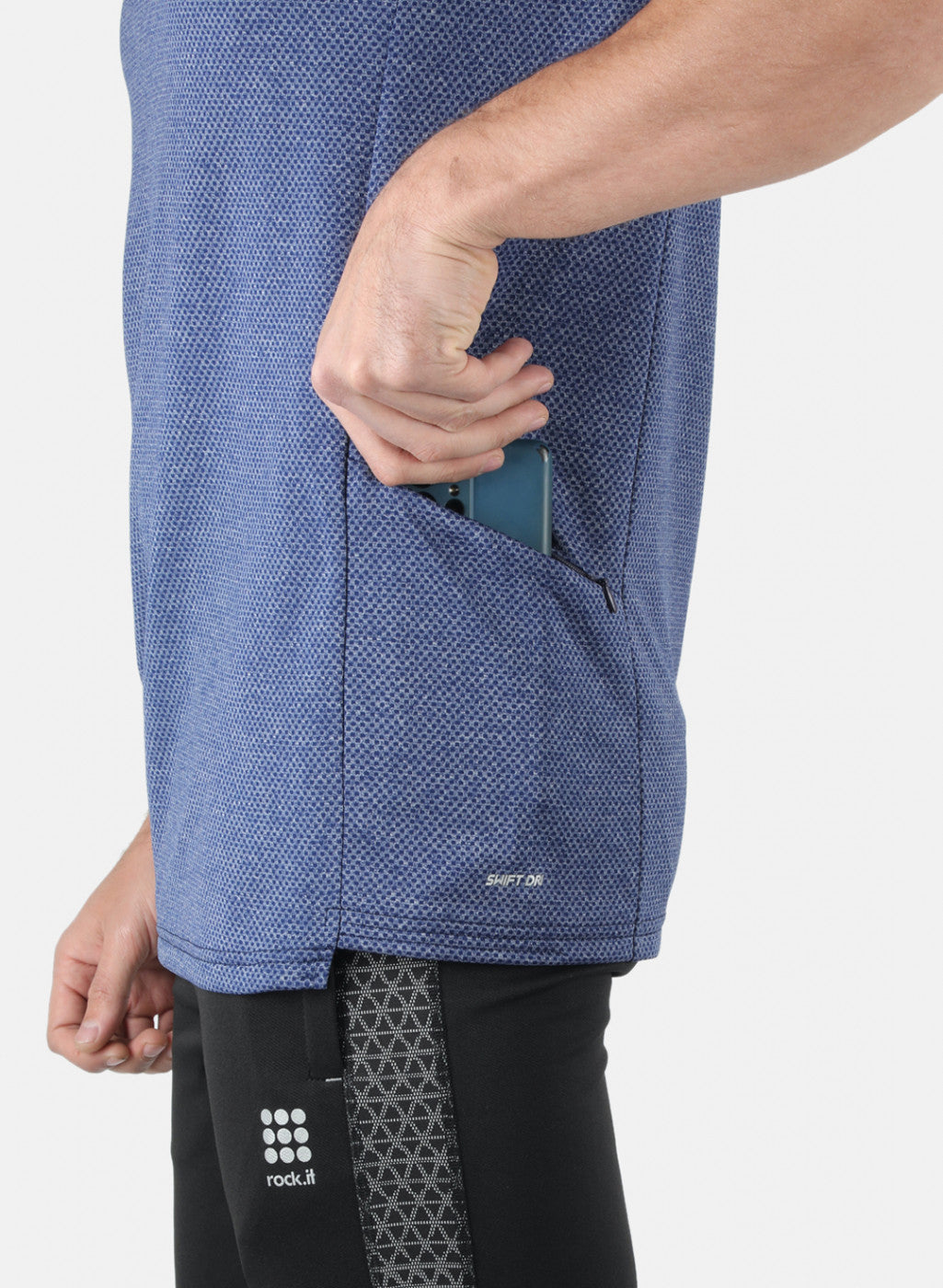 Rock.it Men Royal Blue Self Design Collar T-Shirt