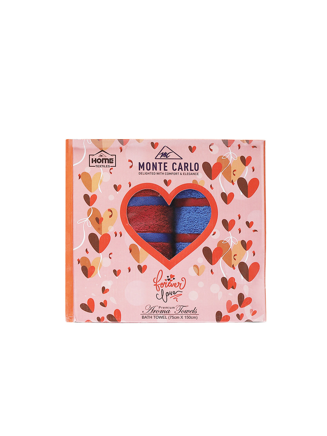 Red & Blue Cotton 525 GSM Bath Towel (Pack of 2)