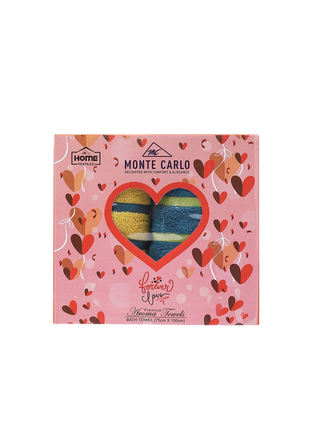 Yellow & Blue Cotton 525 GSM Bath Towel (Pack of 2)