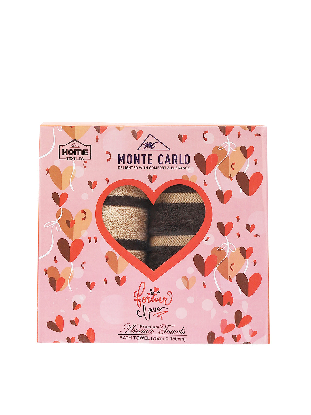 Brown & Beige Cotton 525 GSM Bath Towel (Pack of 2)