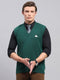 Men Green Solid V Neck Sleeveless Sweater