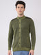 Men Green Solid Mock Neck Full Sleeve Pullover