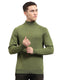Men Green Solid High Neck Full Sleeve Pullover