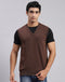 Men Brown Solid V Neck Sleeveless Sweater