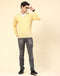 Men Yellow Solid V Neck Full Sleeve Pullover
