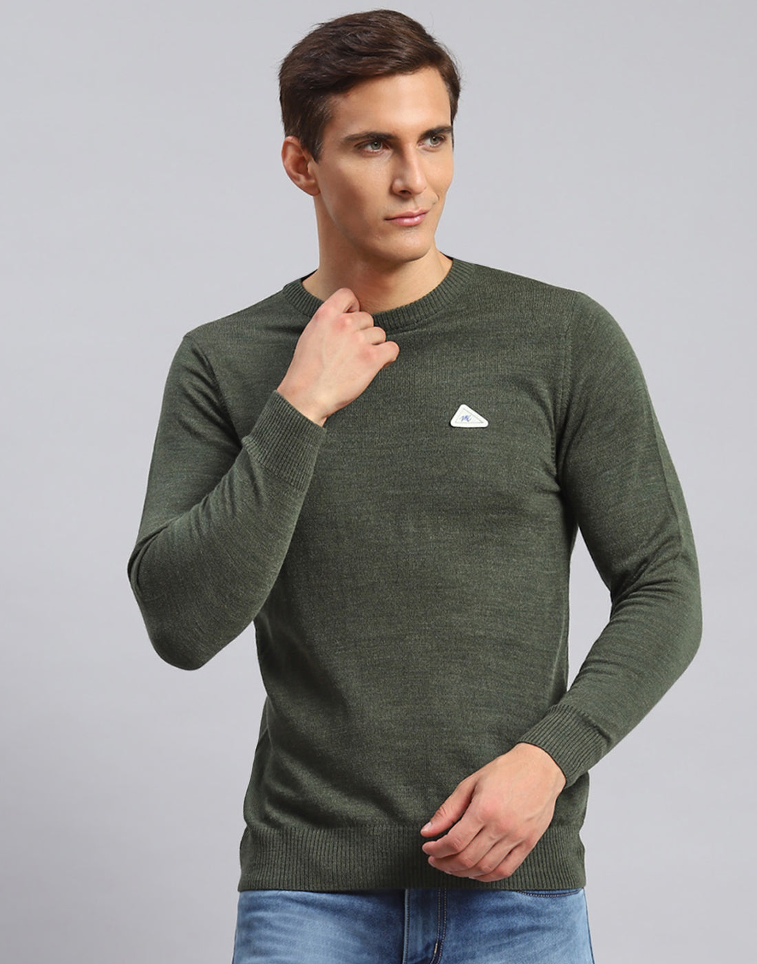 Men's Maroon Solid Round Neck Pullover main image 0