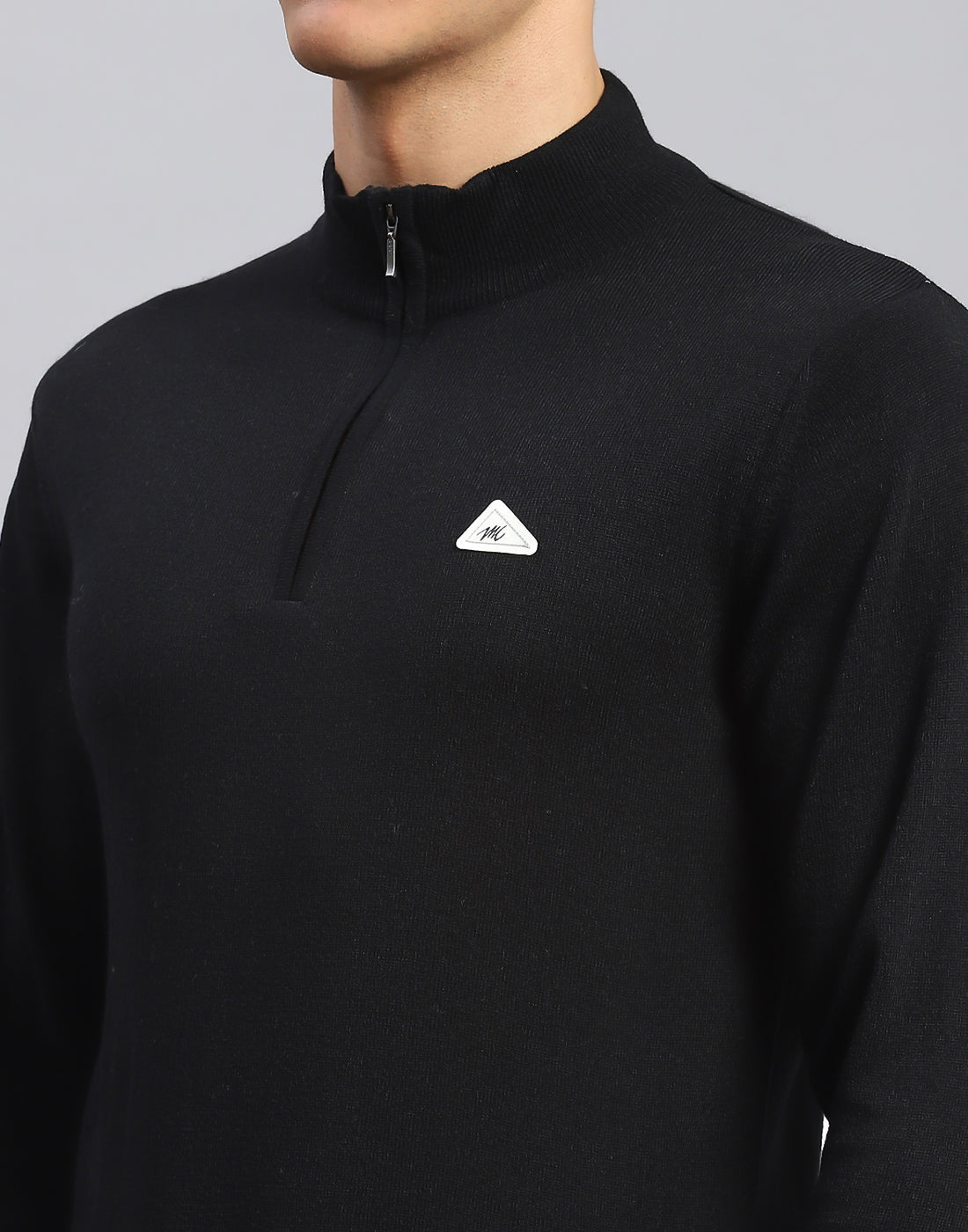 Buy Men Black Solid High Neck Full Sleeve Pullover Online in India