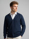 Men Blue Solid V Neck Full Sleeve Cardigan