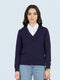 Women Purple Solid V Neck Full Sleeve Cardigan