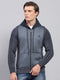 Men Grey Solid Hooded Full Sleeve Pullover