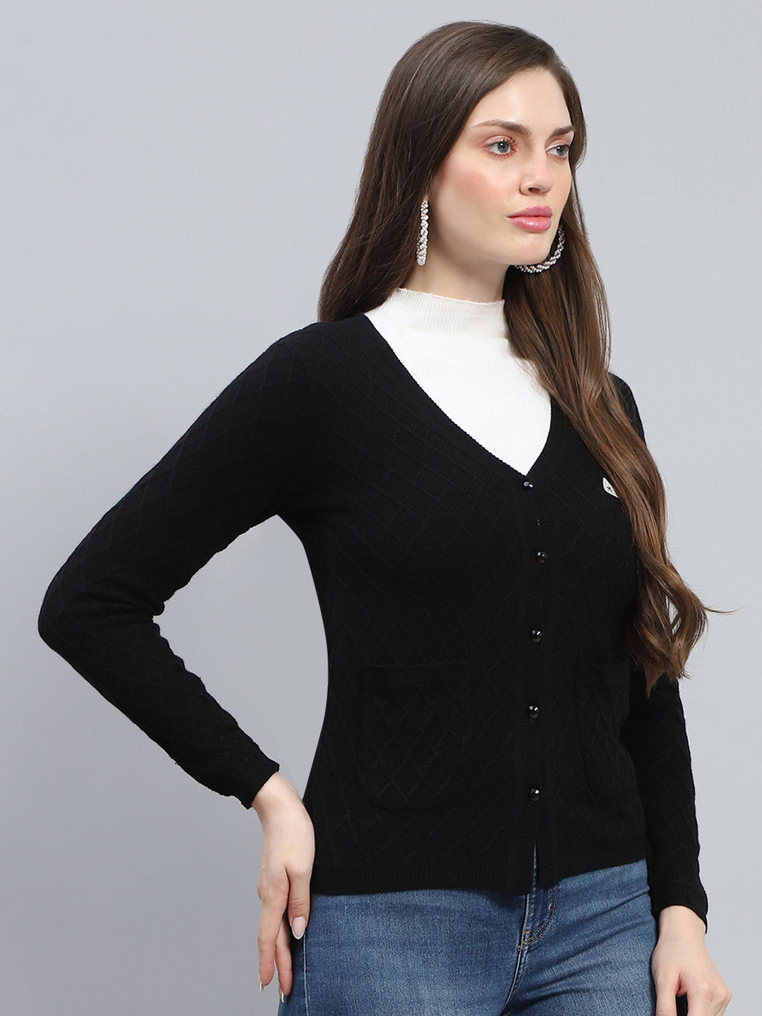 VAULTROOM ROUND NECK CARDIGAN / BLACK VAULTROOM ROUND NECK